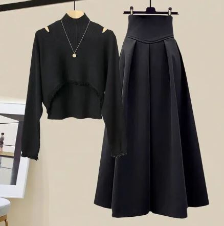 Evelyn - Spring Knitted Top, Half Skirt, Three Piece Set