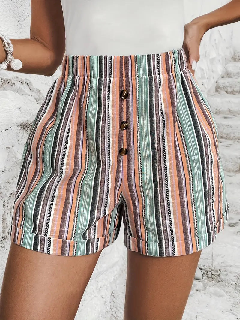 Maggie - High waist shorts with contrasting stripes