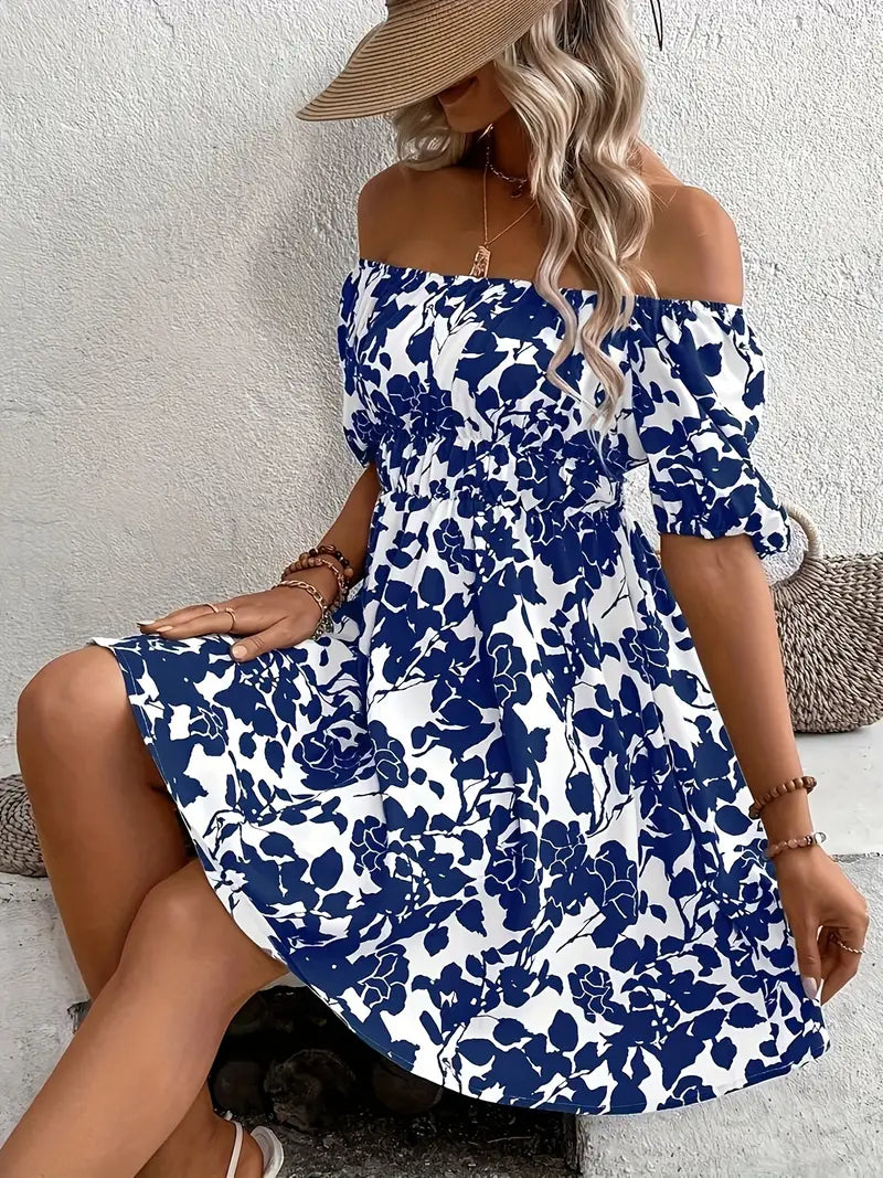 Charlotte – Elegant dress with puff sleeves for spring and summer