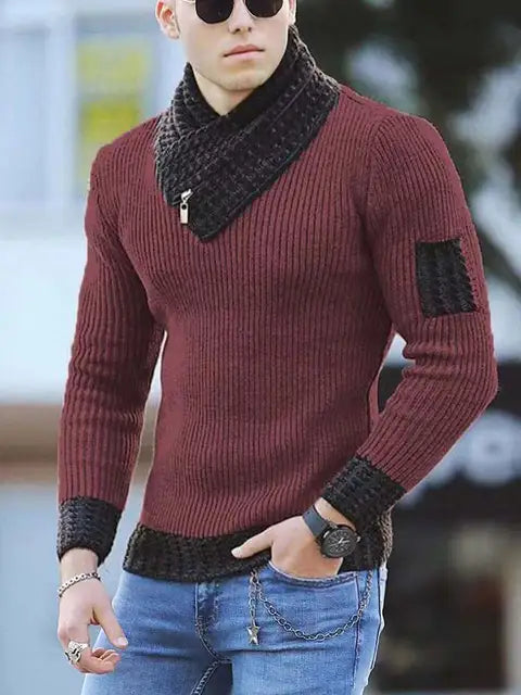 Lars Casual Sweater - Vintage Wool Sweater with High Collar