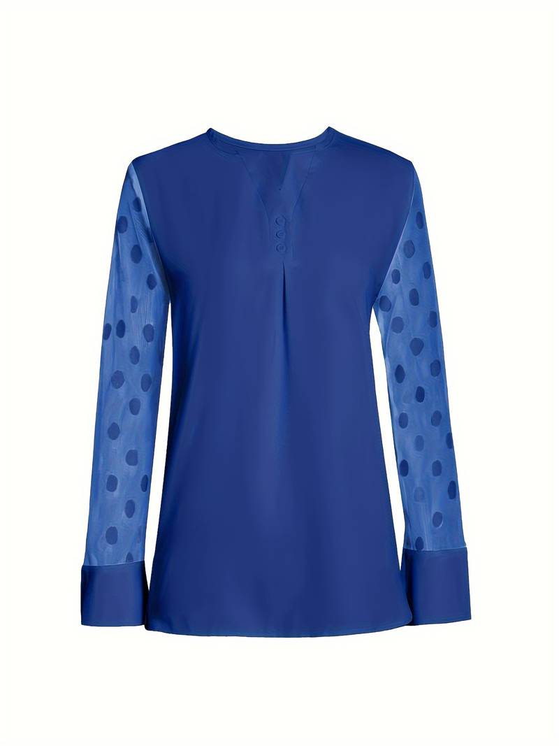 Samantha – Elegant long-sleeve top with pleated neckline