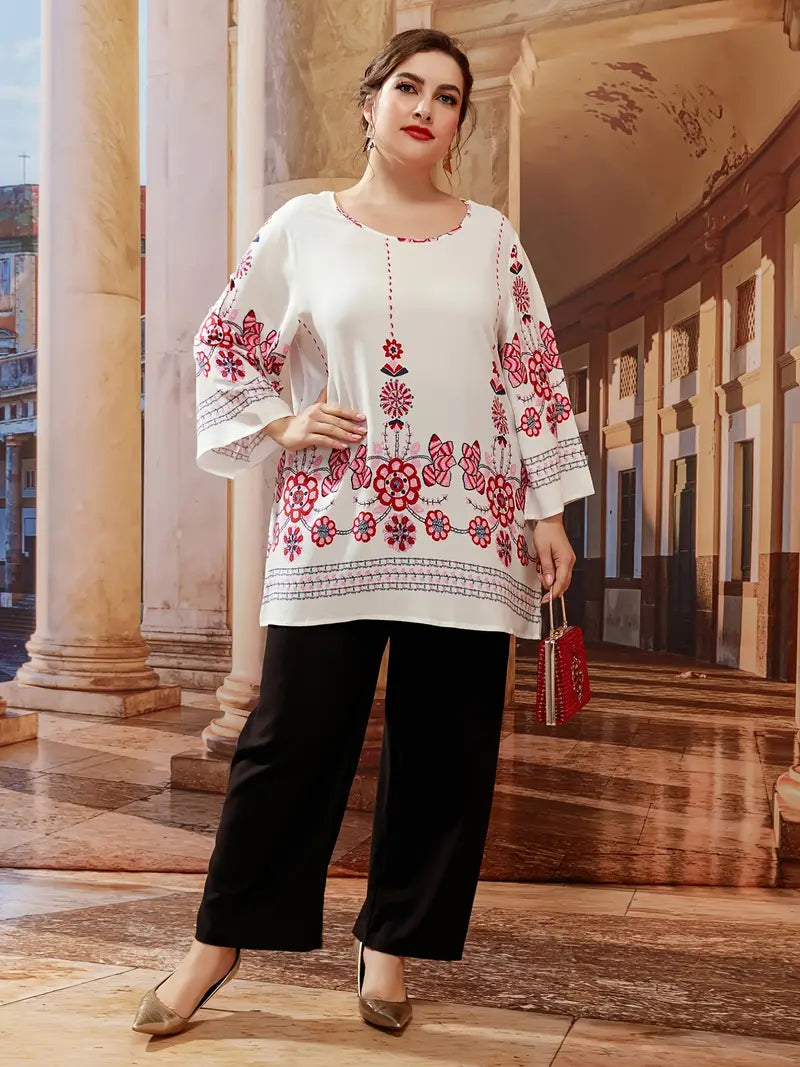Patterned Plus Size Tunic Top for Summer 2025
