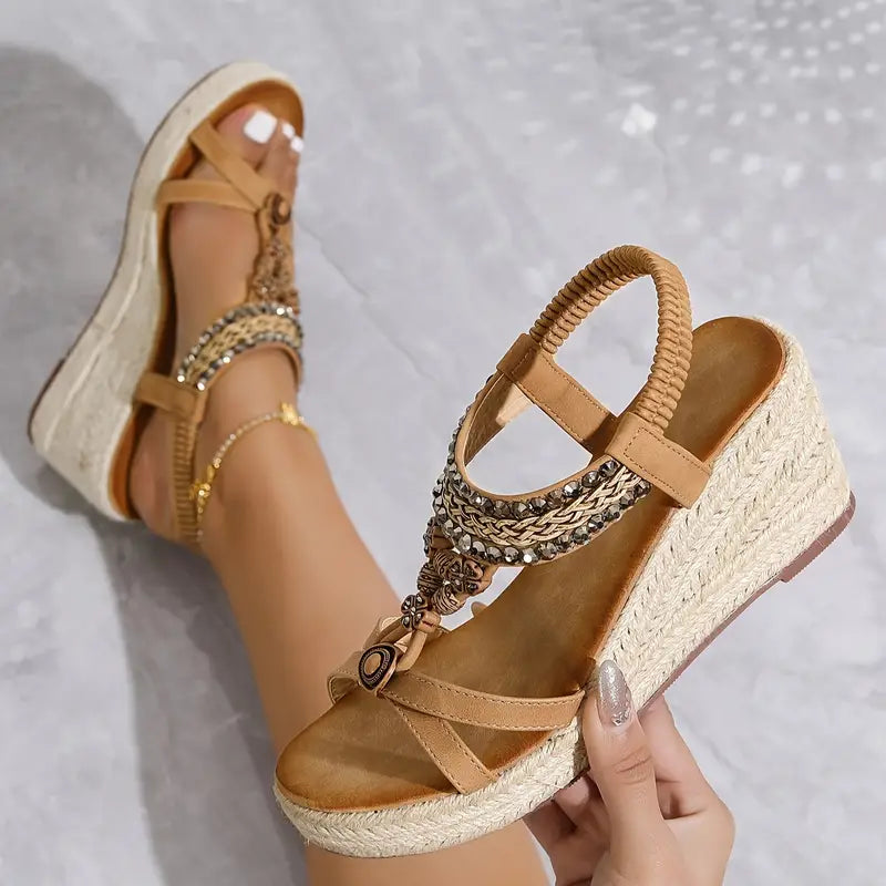 Loretta - Women's Stiletto Heel Sandals with Rhinestone Embellishment