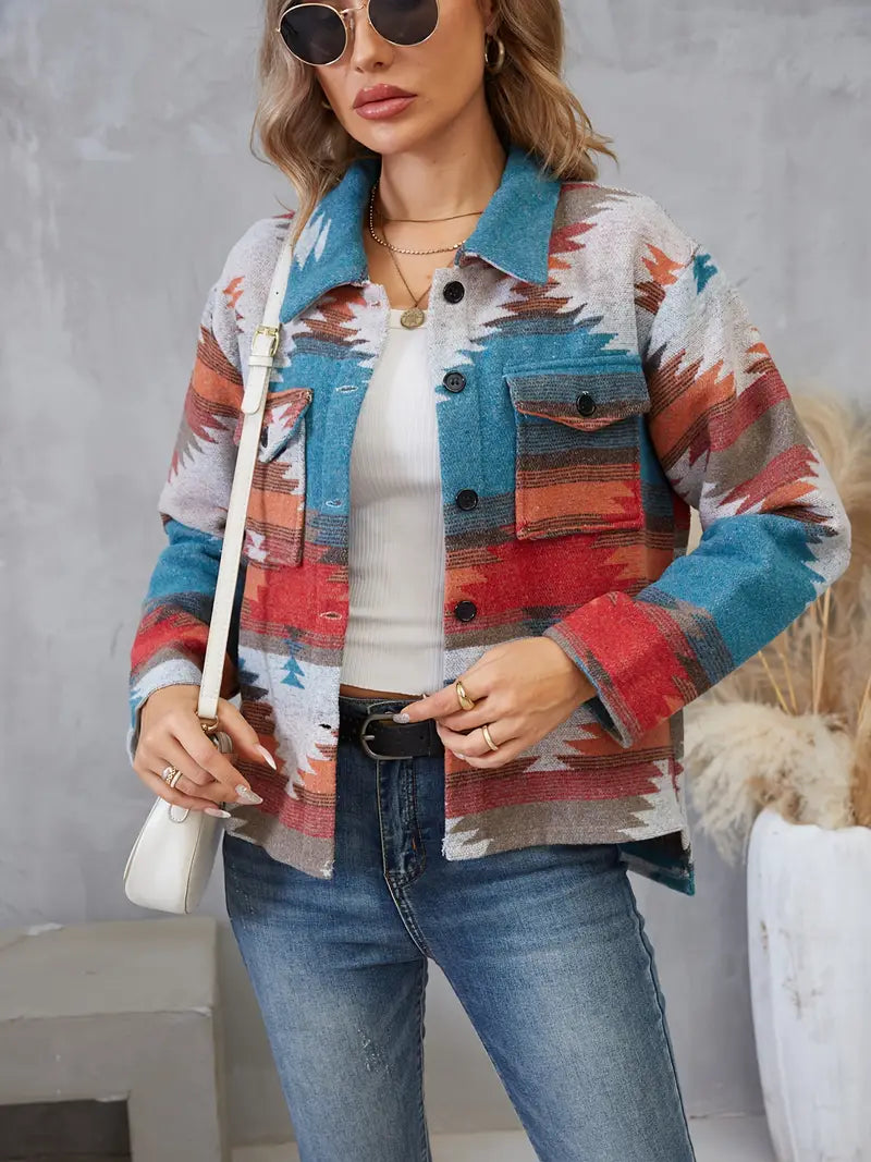 Abigail - Aztec Print Knotted Jacket