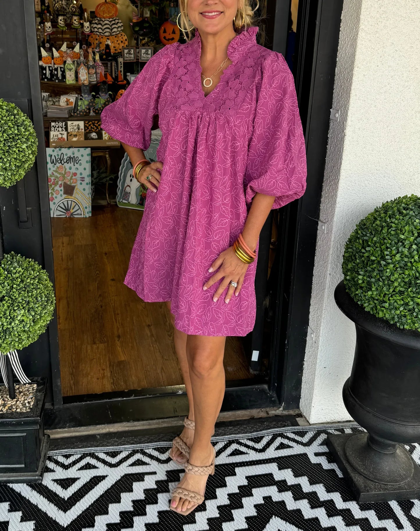 TAVIA | RUFFLE NECK MINI DRESS