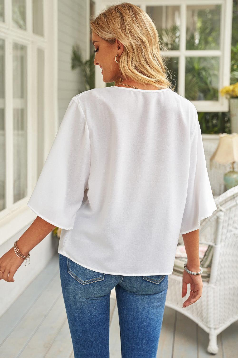 Manushi | Women's Short Sleeve Draped Blouse - Comfortable & Trendy