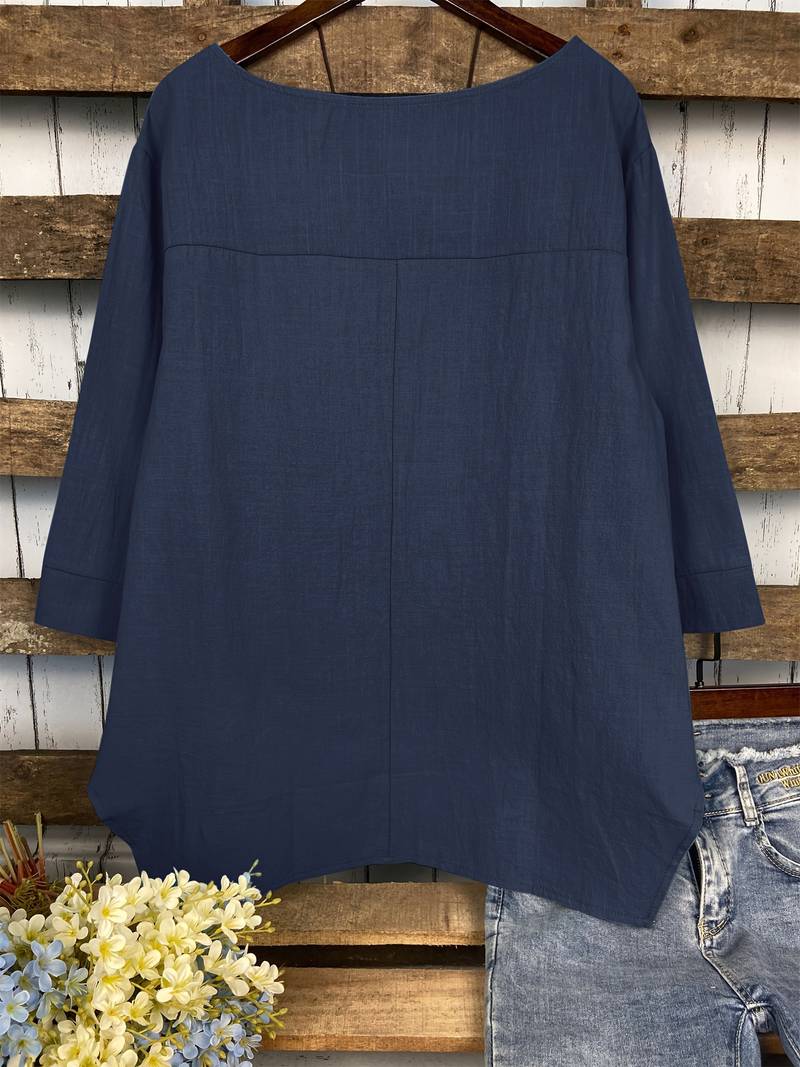 Ashley – casual blouse with round neckline for spring