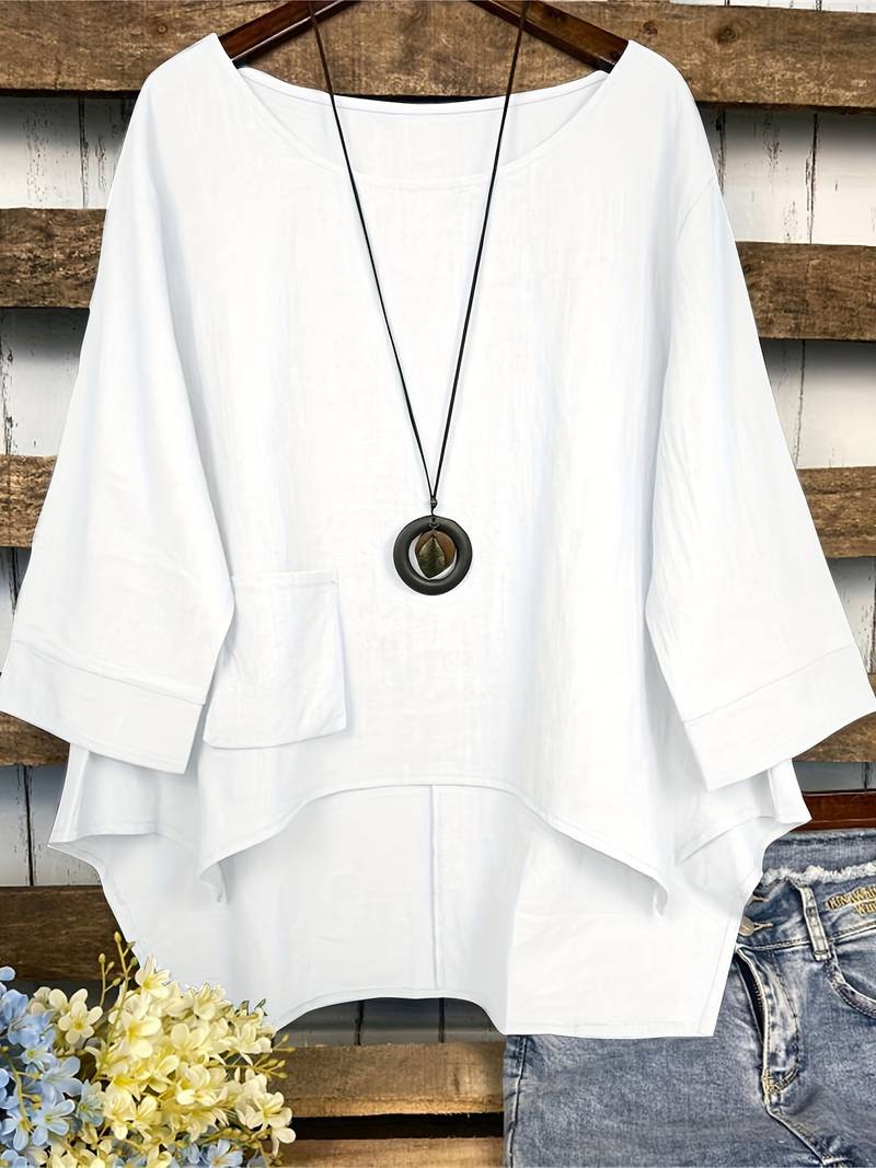 Ashley – casual blouse with round neckline for spring