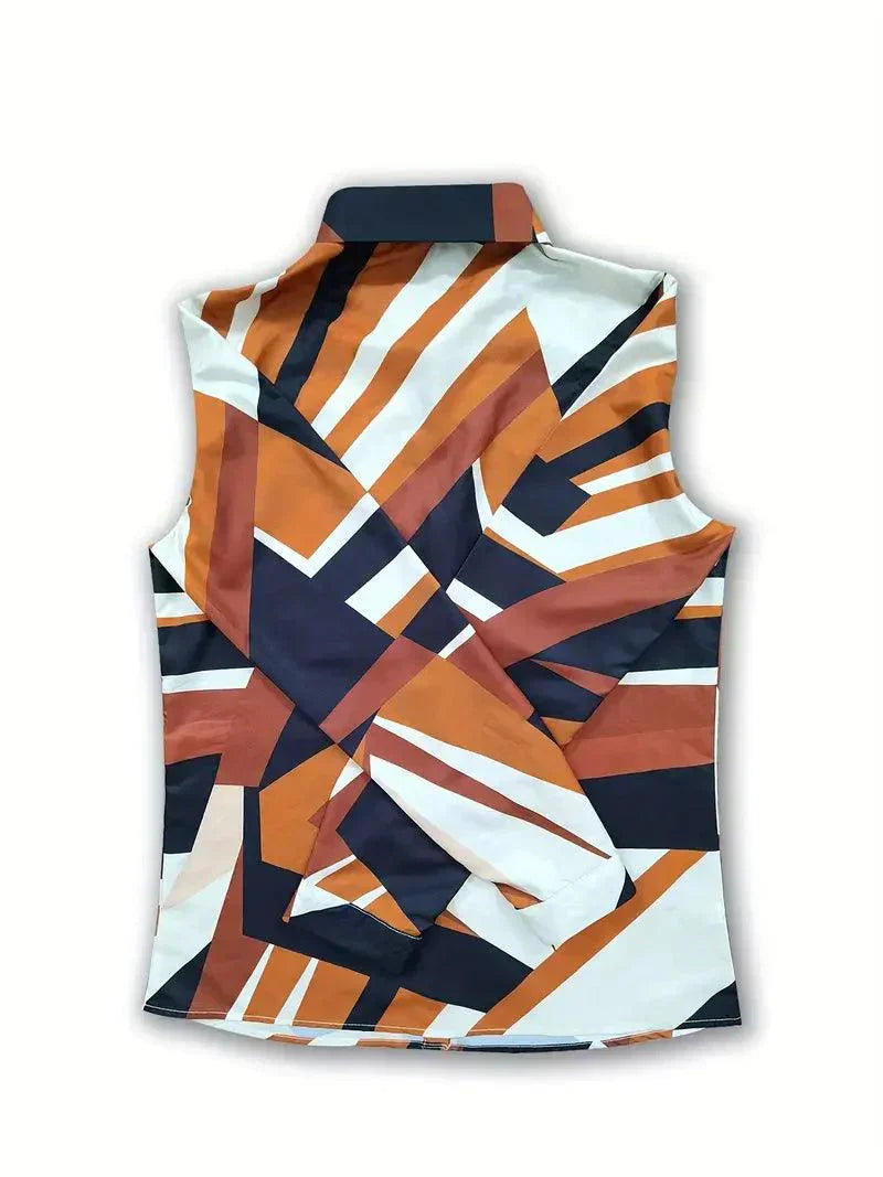 Trendy women's blouse with abstract pattern and button placket – Marlene