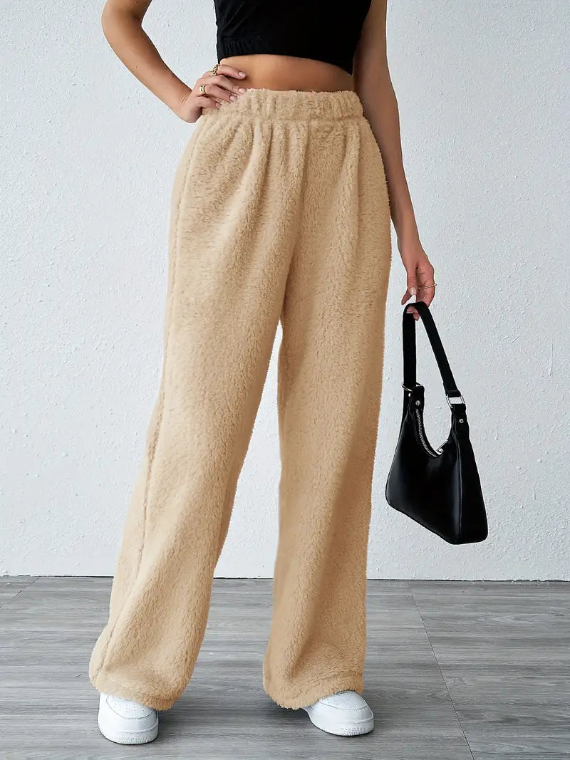 Deby - Casual plain fleece pants