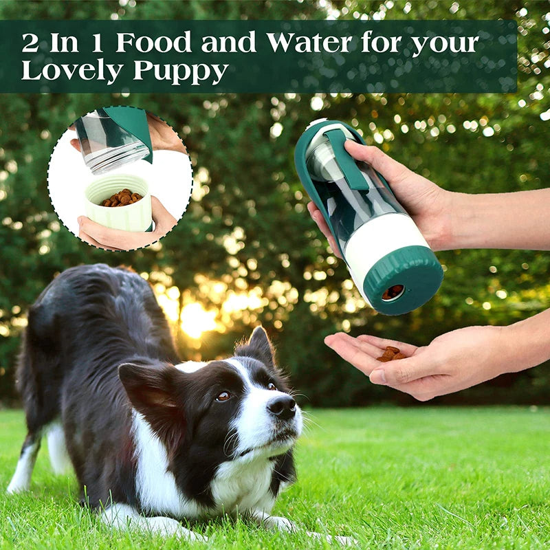Portable Water & Food Bottle for Dogs with 2-in-1 Design