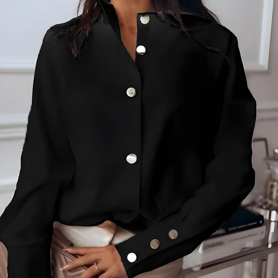 Stylish women's shirt with button placket and classic collar – Norea