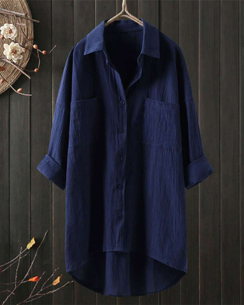 Shakya | Women's Loose Single-Colored Blouse with Long Sleeves - Stylish