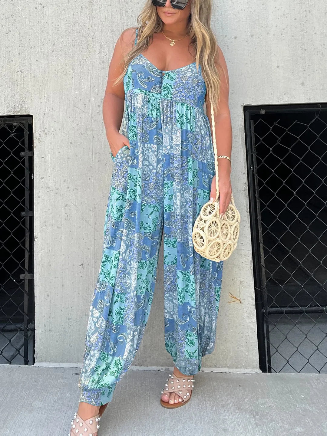 Jamaica - Casual jumpsuit with patchwork print