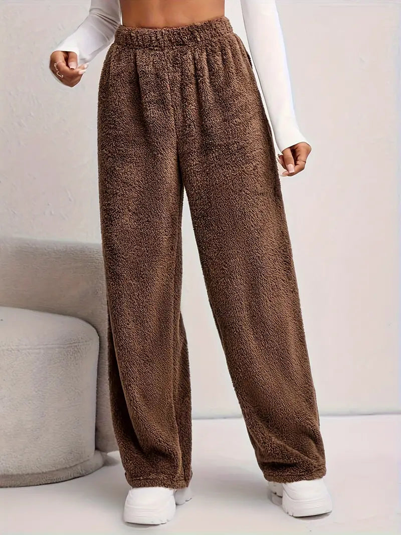 Deby - Casual plain fleece pants
