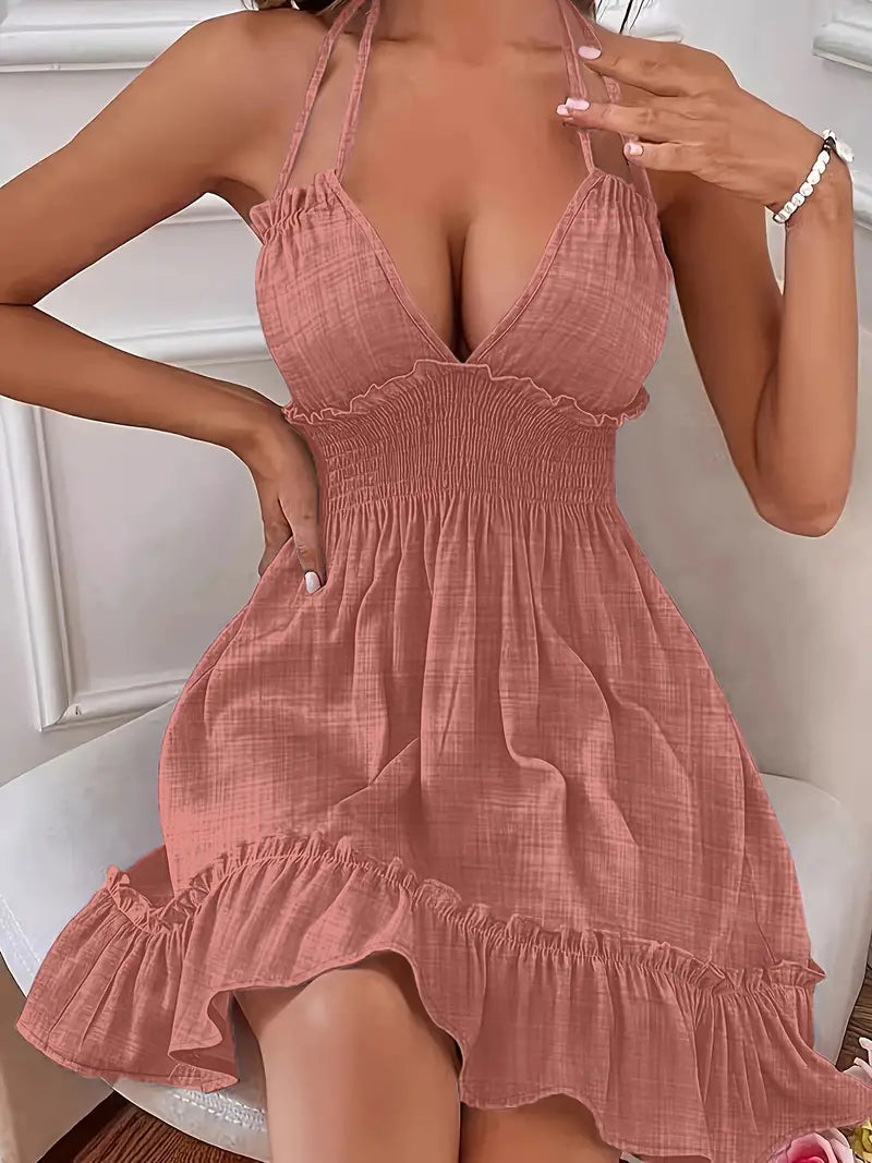 Adara - Backless Halter Neck Dress