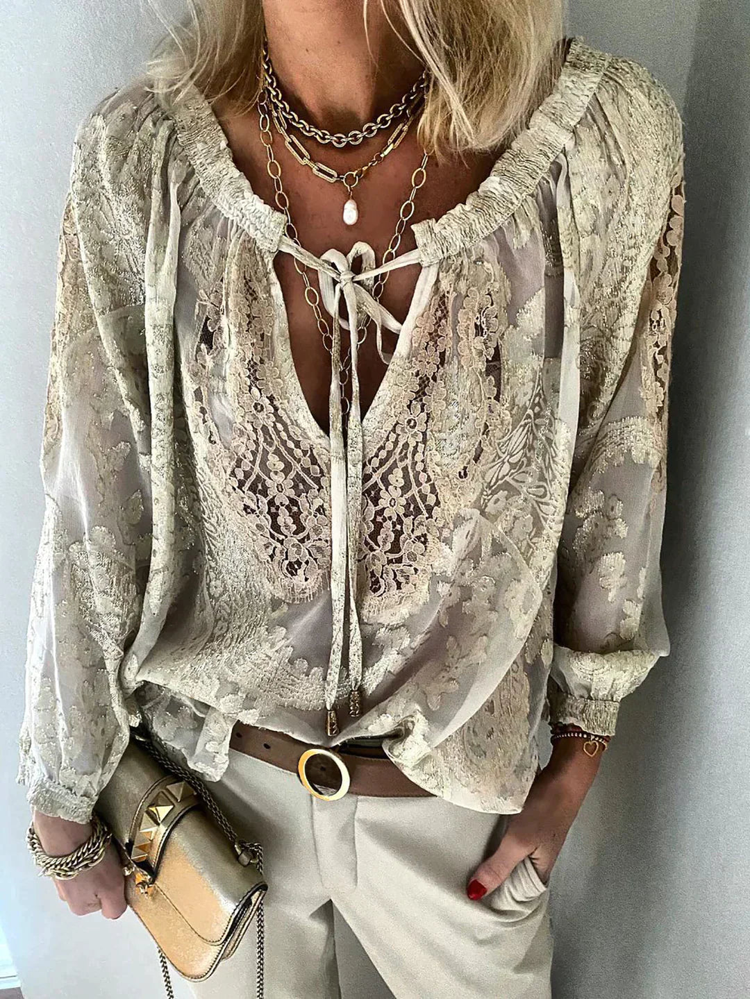 Women's Lace Blouse for Spring 2025 - Exclusive - Elodie