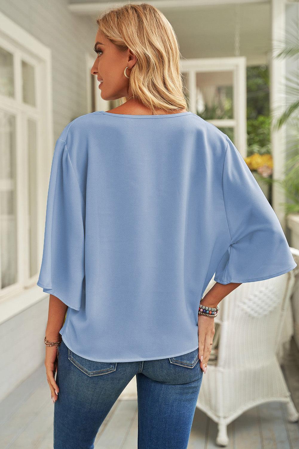 Manushi | Women's Short Sleeve Draped Blouse - Comfortable & Trendy
