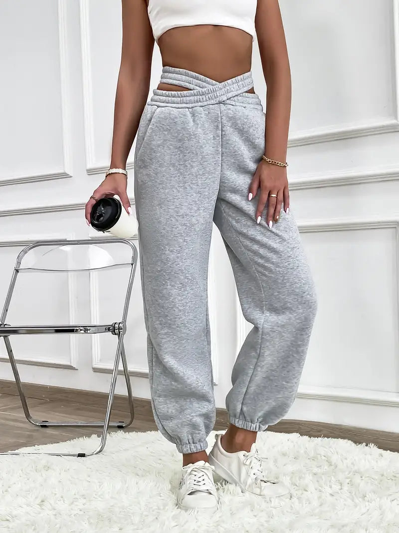 Joycie - Elegant plain knitted jogging pants for women
