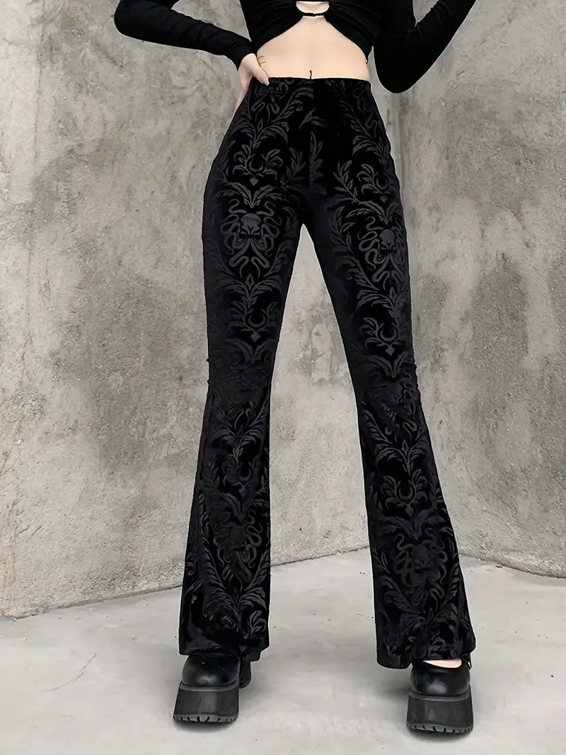 Elspeth - Gothic style floral high waisted trousers