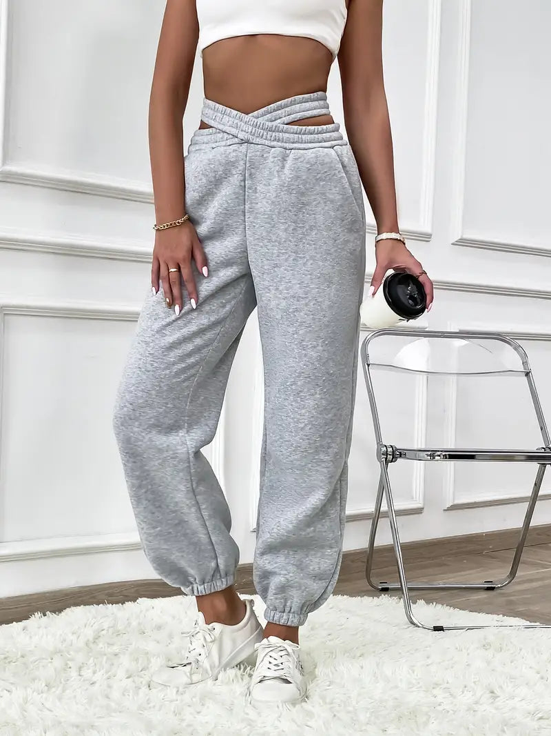 Joycie - Elegant plain knitted jogging pants for women