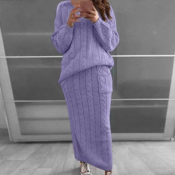 Maida - Winter sets of knitted sweater and skirt