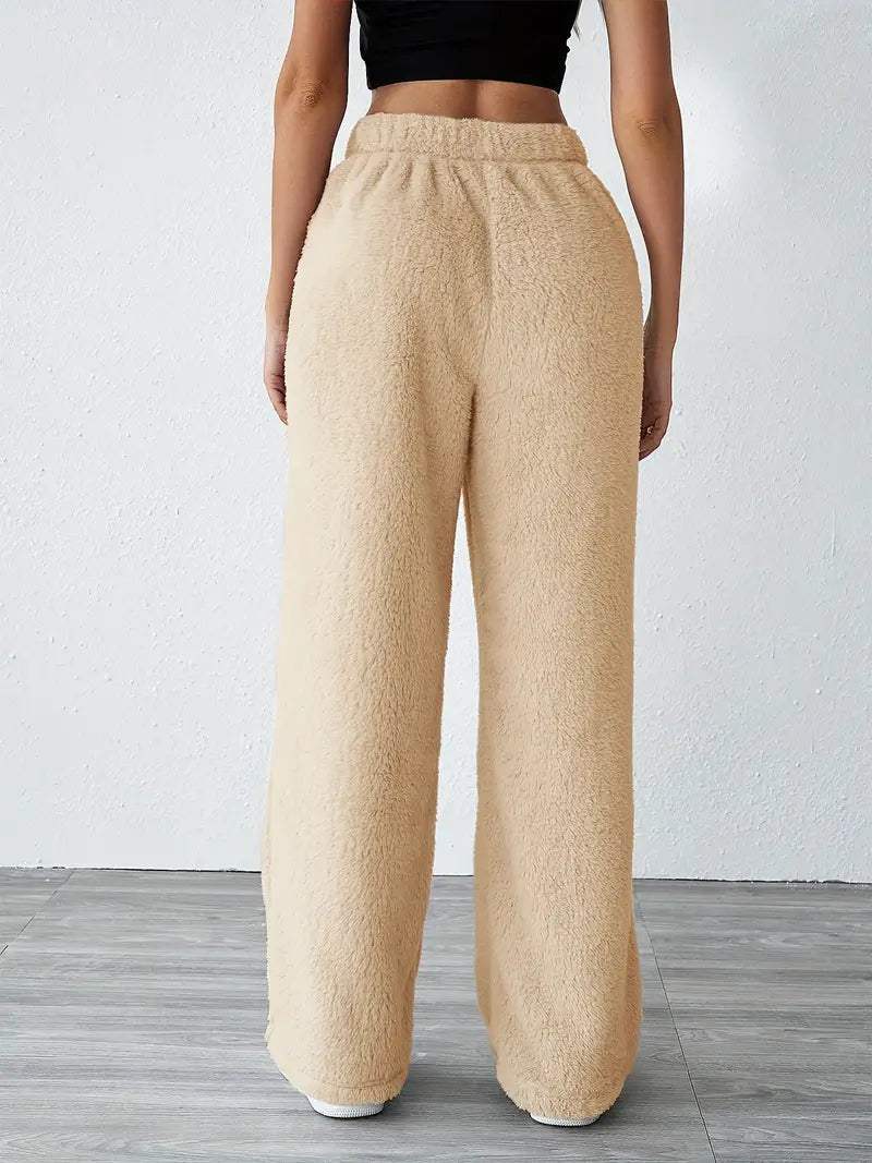 Deby - Casual plain fleece pants