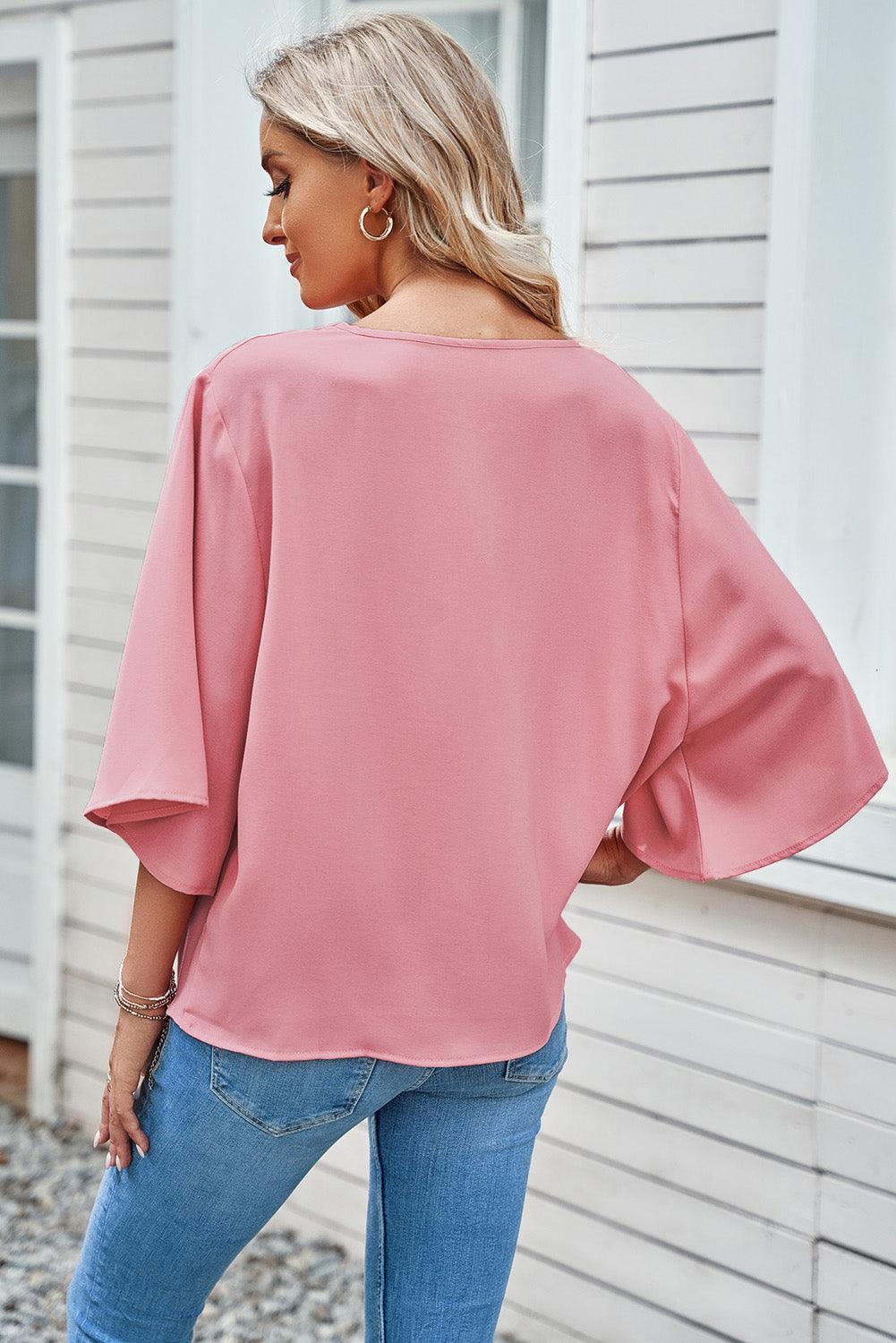 Manushi | Women's Short Sleeve Draped Blouse - Comfortable & Trendy