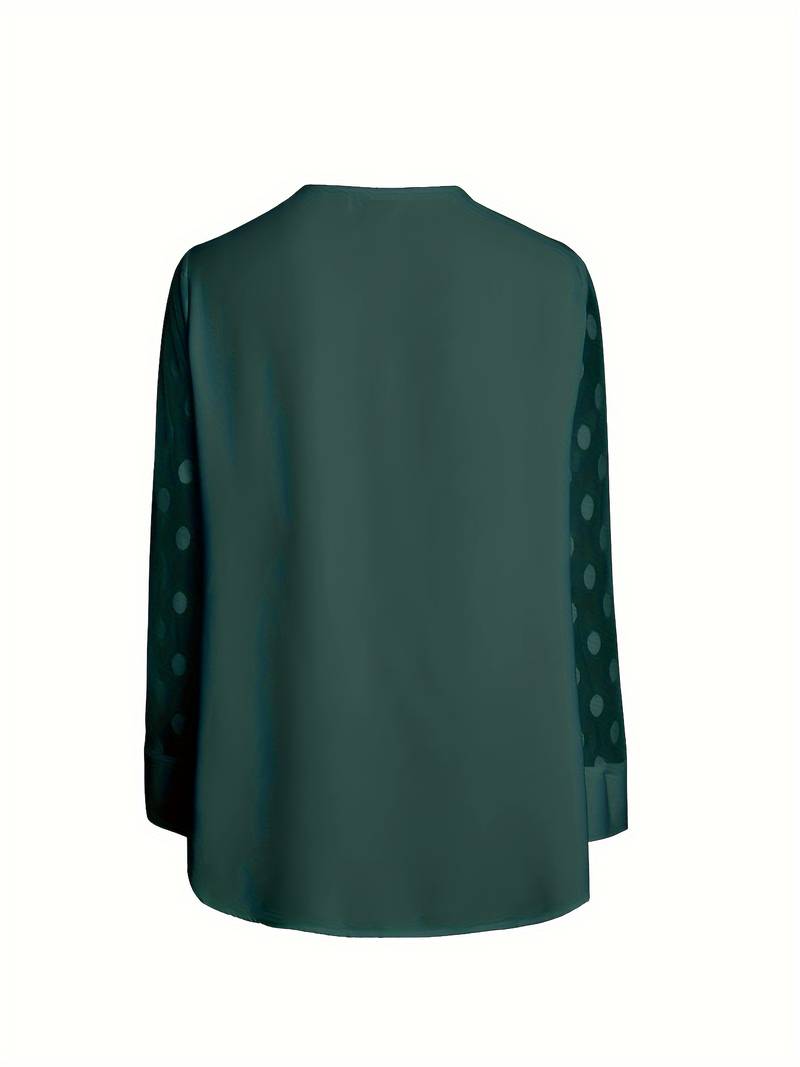 Samantha – Elegant long-sleeve top with pleated neckline