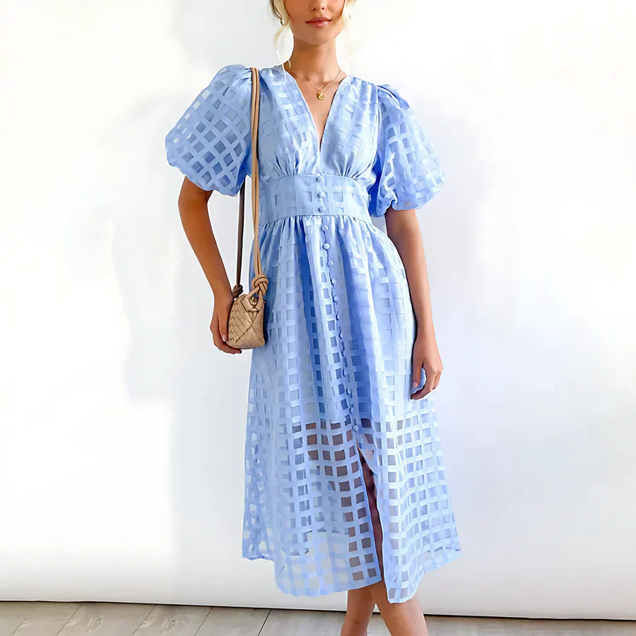 Cindy | Puff Sleeve Midi Dress