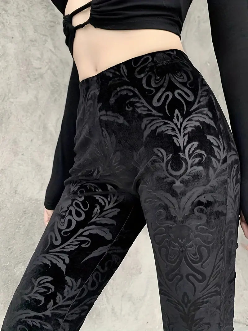 Elspeth - Gothic style floral high waisted trousers