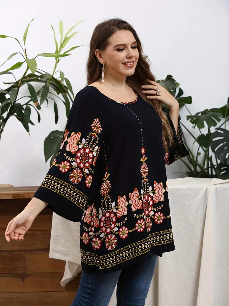 Patterned Plus Size Tunic Top for Summer 2025