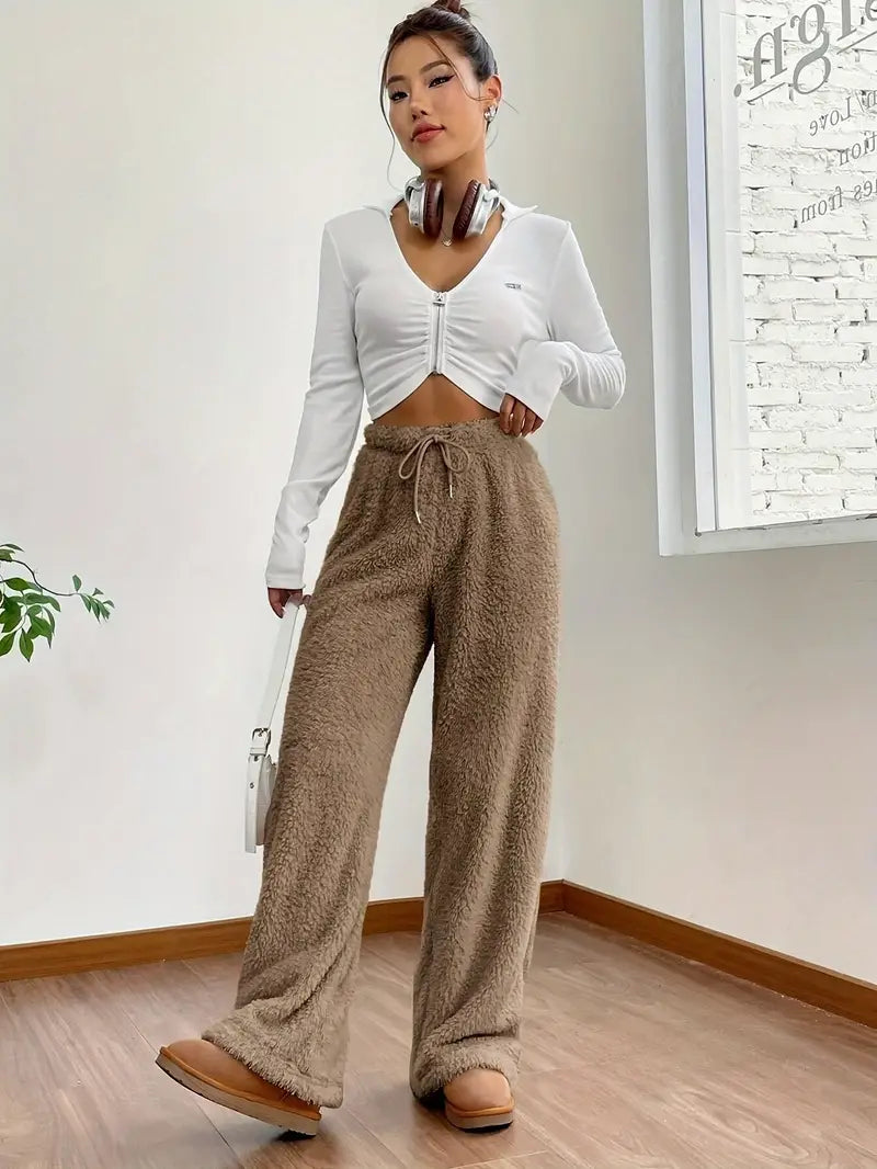 Patricia - Wide leg trousers with drawstring at the waist