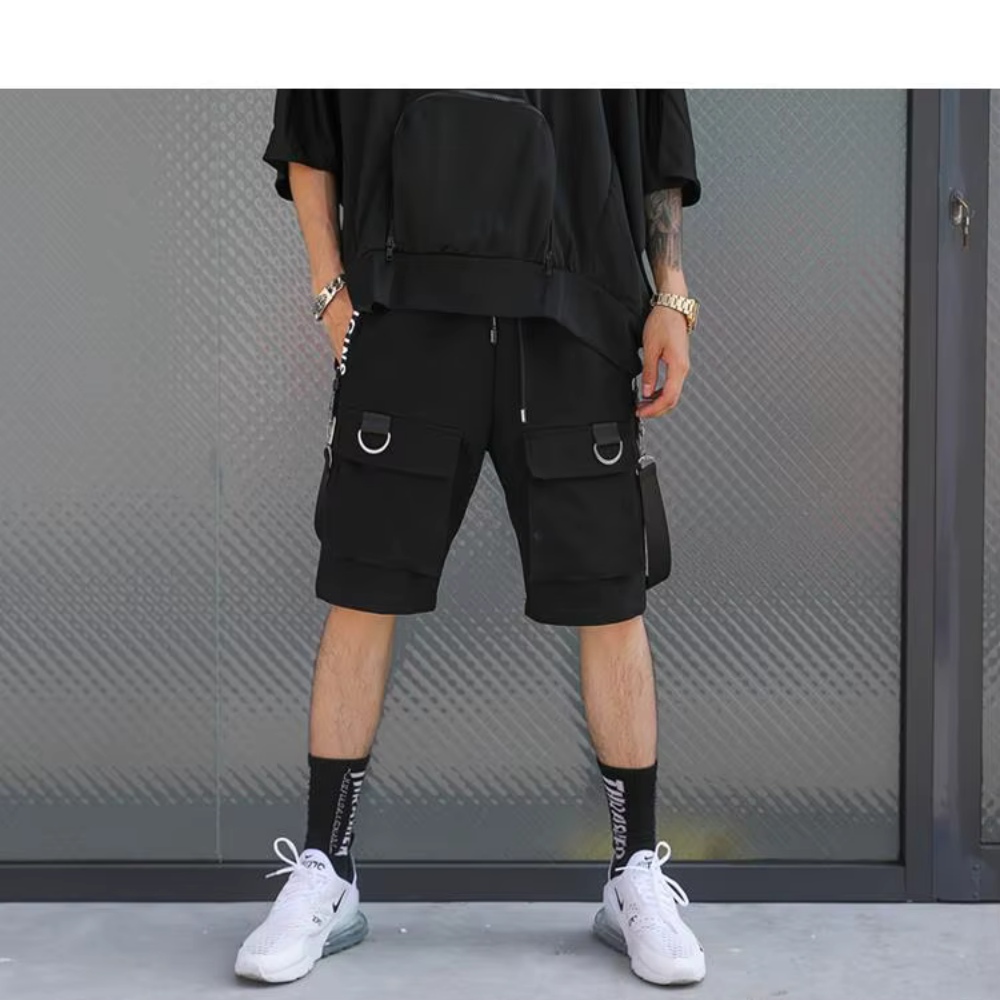 Ethord - Black Cargo Shorts with Practical Details