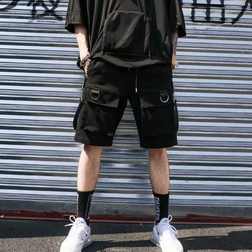 Ethord - Black Cargo Shorts with Practical Details