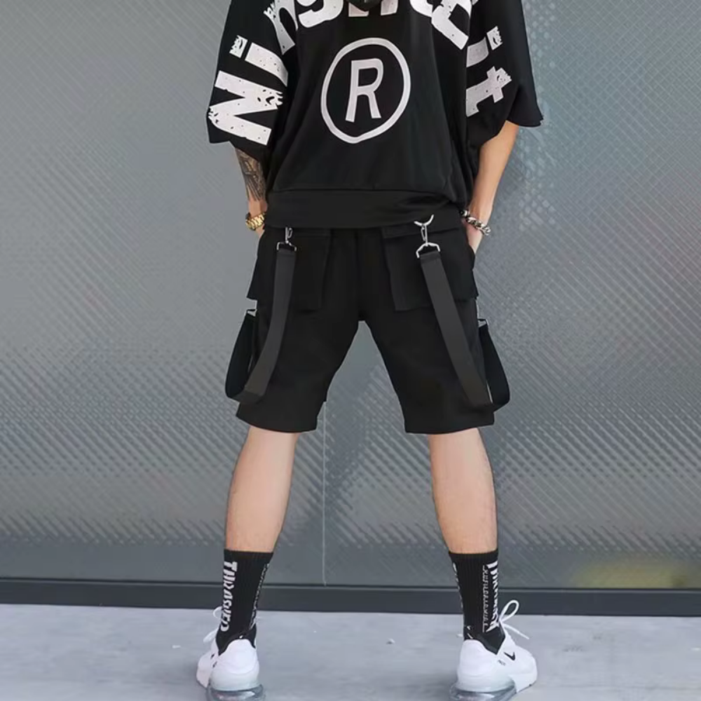 Ethord - Black Cargo Shorts with Practical Details