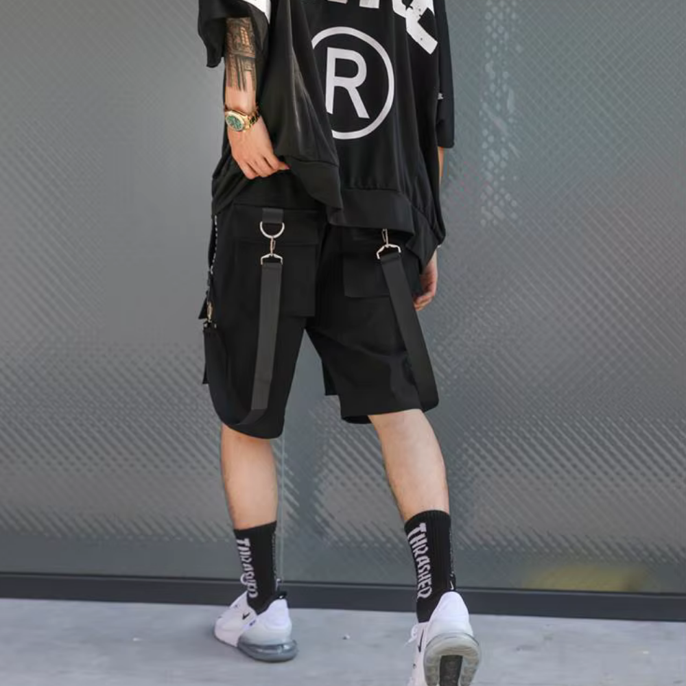 Ethord - Black Cargo Shorts with Practical Details