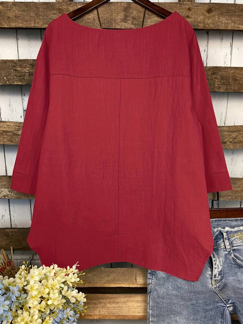 Ashley – casual blouse with round neckline for spring