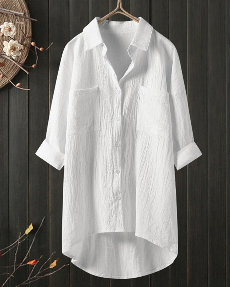 Shakya | Women's Loose Single-Colored Blouse with Long Sleeves - Stylish