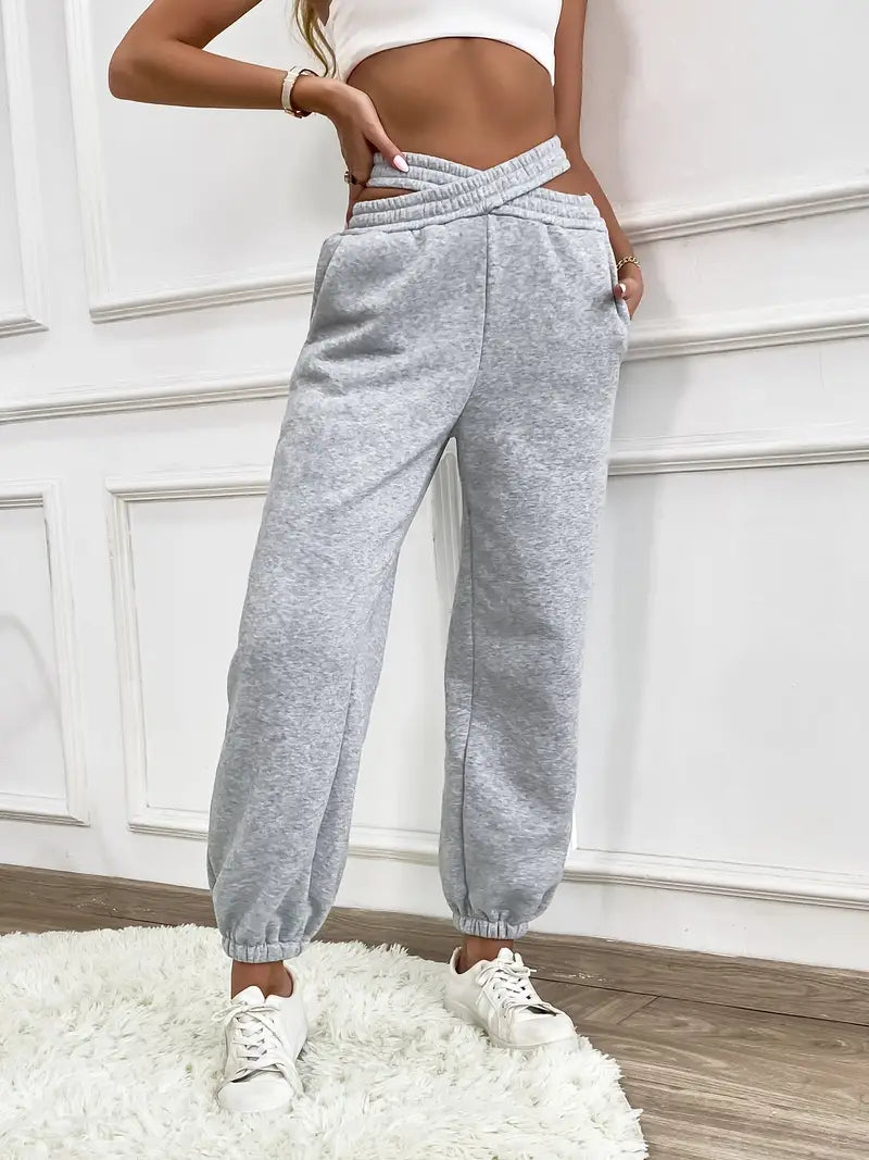 Joycie - Elegant plain knitted jogging pants for women