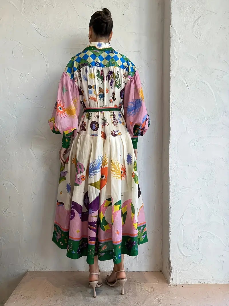 Adeline - Abstract Print Maxi Dress