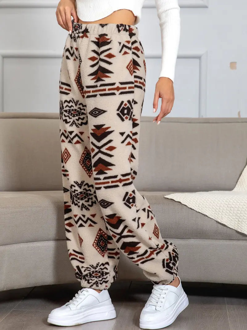 Marta - Joggers with Aztec pattern and sturdy bottom