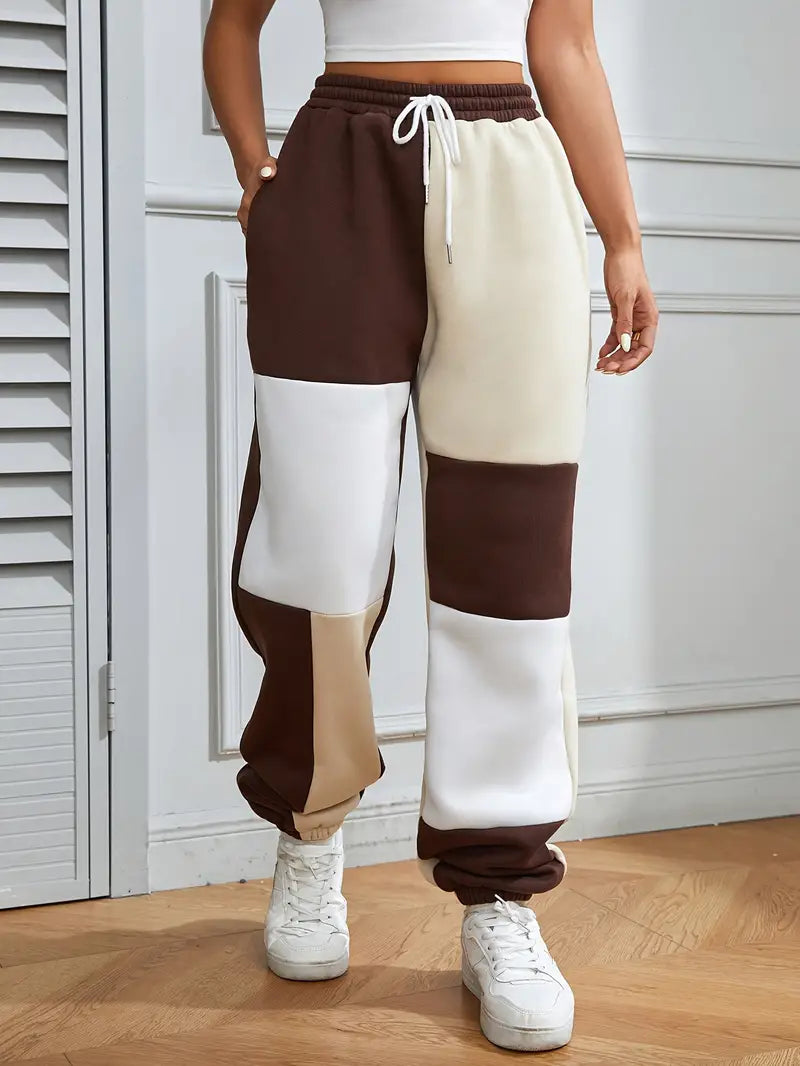 Billie - Color Block Loose Jogger Pants with Drawstring