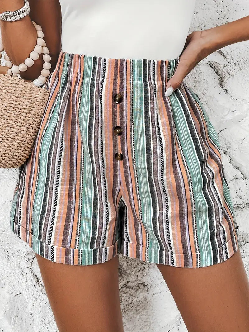 Maggie - High waist shorts with contrasting stripes