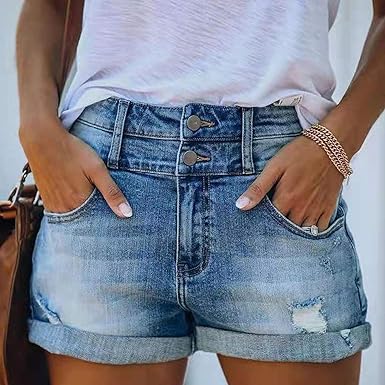 Clio - Ripped Denim Shorts