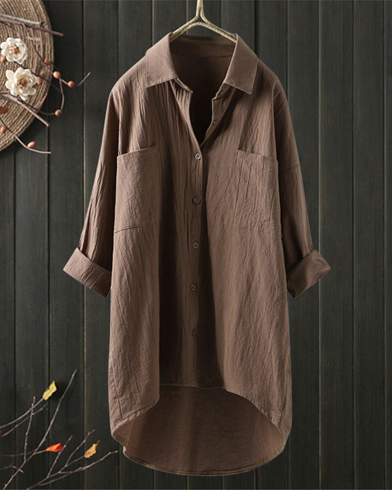 Shakya | Women's Loose Single-Colored Blouse with Long Sleeves - Stylish