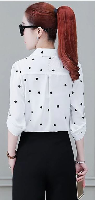 Stylish Women's Chiffon Blouse with Buttons & Turn-down Collar – Fenya