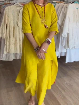 Small - Plain linen leisure suit for women