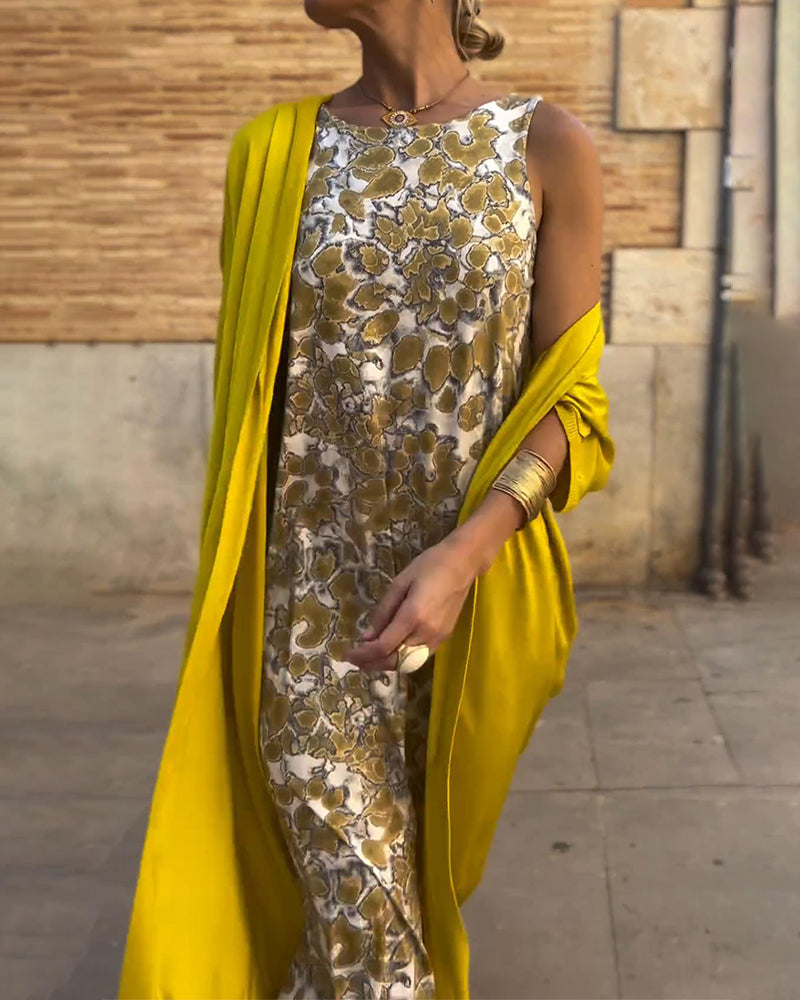 Abrielle – Elegant Maxi Dress with Cardigan