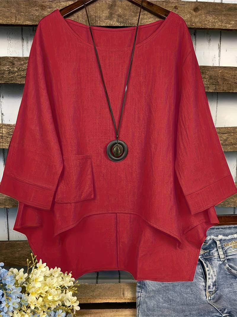 Ashley – casual blouse with round neckline for spring